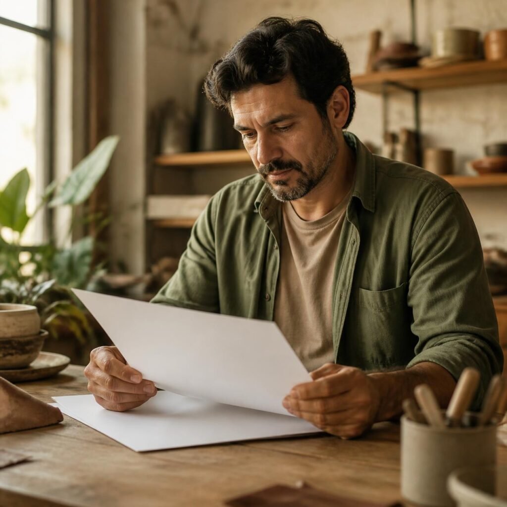 Microempreendedor individual analisando o comunicado de reajuste do plano de saúde no próprio negócio
