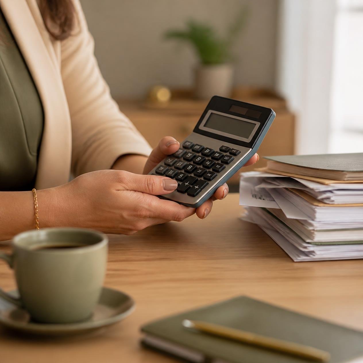 Gestora calculando o impacto do reajuste do plano de saúde no orçamento da empresa